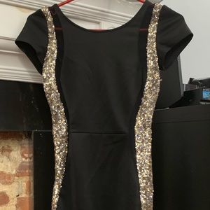 Sexy sequined dress with sheer trimming